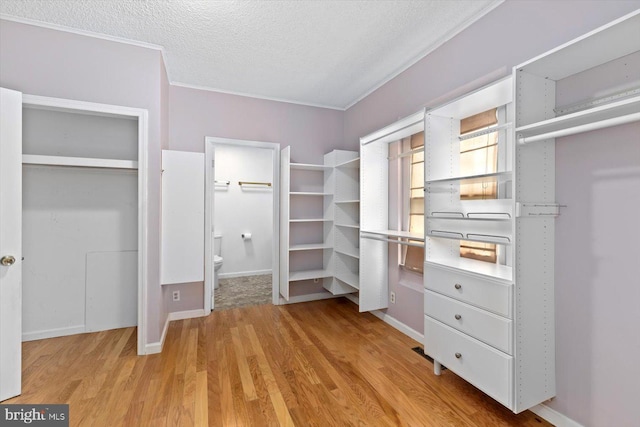 spacious closet featuring light wood-type flooring