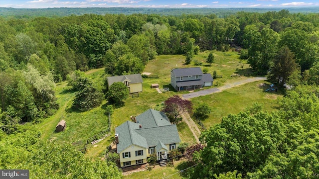 aerial view with a forest view