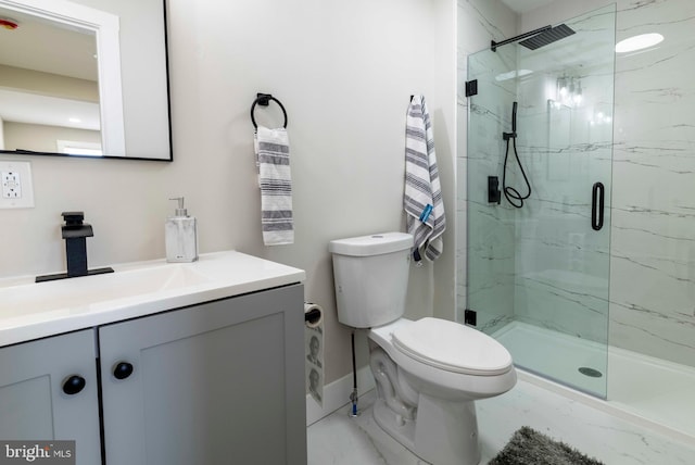 404 Crescent Rd, Hatboro, PA 19040 - bathroom featuring vanity, toilet, a marble finish shower, and baseboards