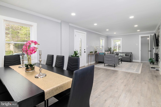 404 Crescent Rd, Hatboro, PA 19040 - dining room featuring baseboards, recessed lighting, a healthy amount of sunlight, and crown molding