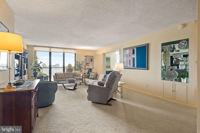 1101 S Arlington Ridge Rd Unit 1107, Arlington, VA 22202 - carpeted living room featuring a textured ceiling and baseboards