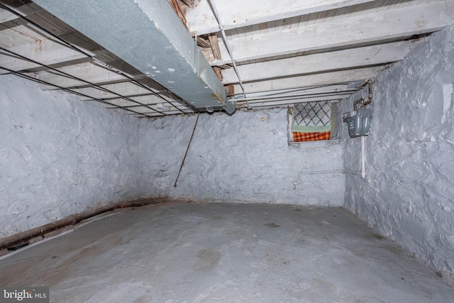 view of unfinished basement