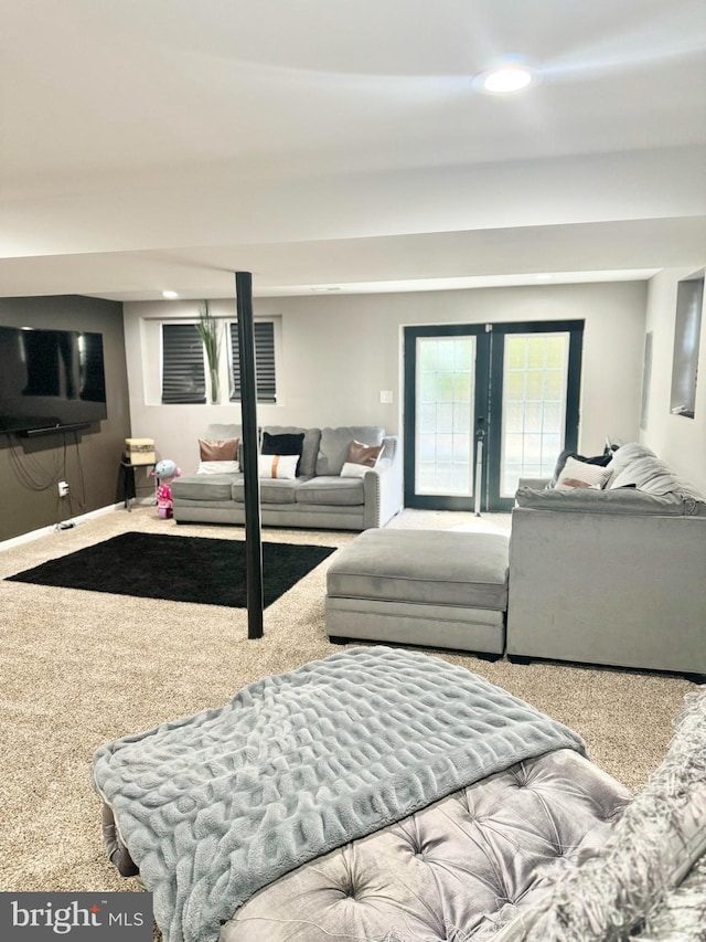 5902 Middleton Ct, Temple Hills, MD 20748 - living room with carpet, recessed lighting, and french doors