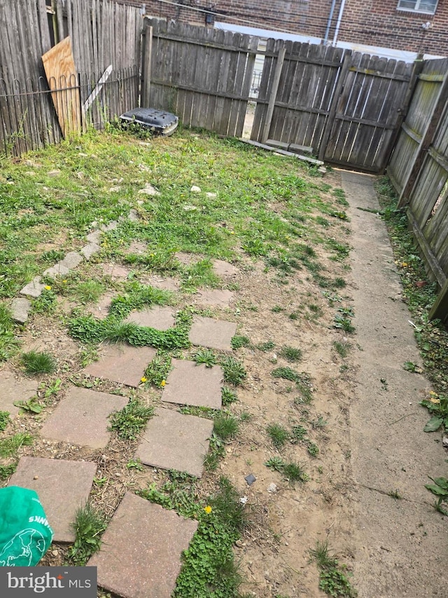 view of yard with a fenced backyard