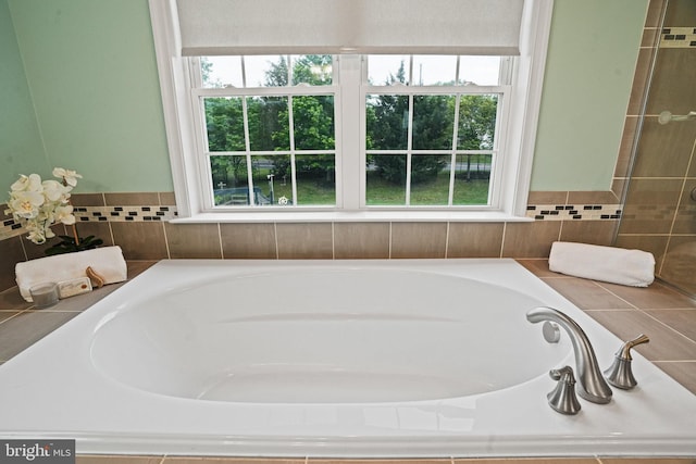 full bath featuring a garden tub and a healthy amount of sunlight