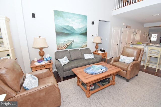 living area with wood finished floors