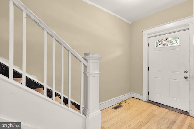 1222 18th St NE, Washington, DC 20002 - foyer with stairway, wood-type flooring, and visible vents