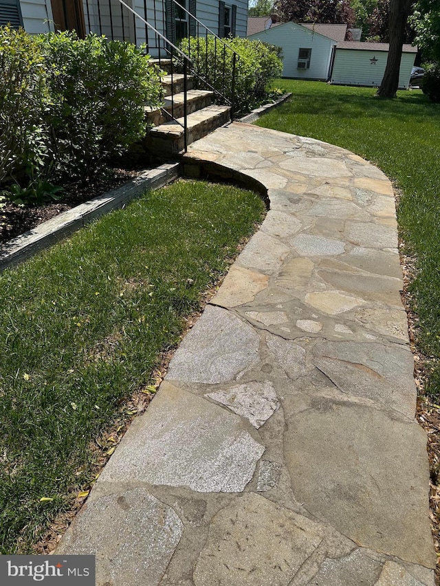 view of yard with stairway