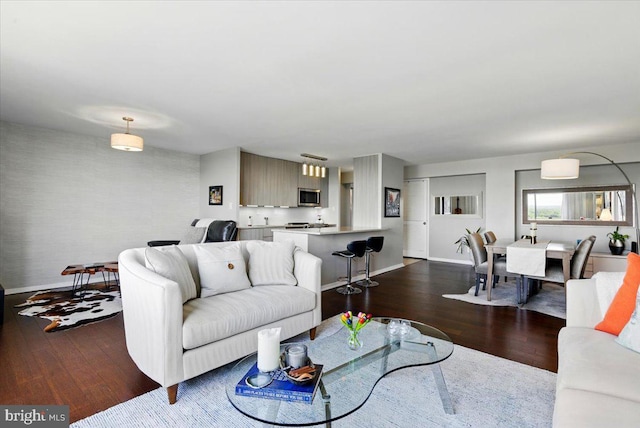9701 Fields Rd Unit 2301, Gaithersburg, MD 20878 - living area featuring dark wood-type flooring and baseboards