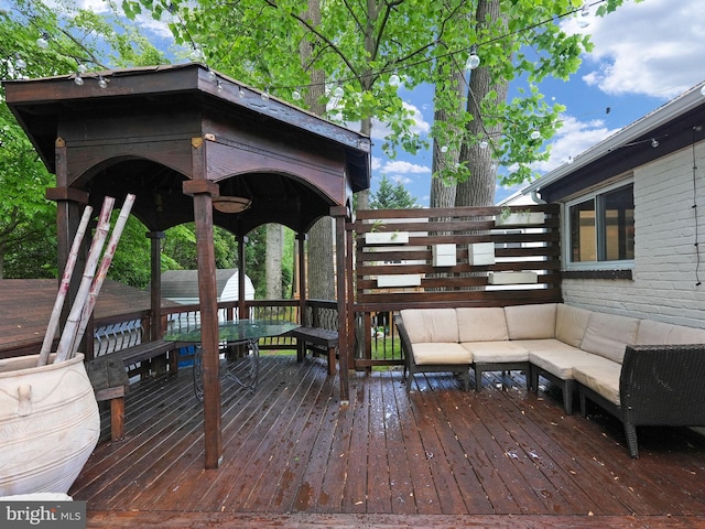 deck featuring an outdoor living space