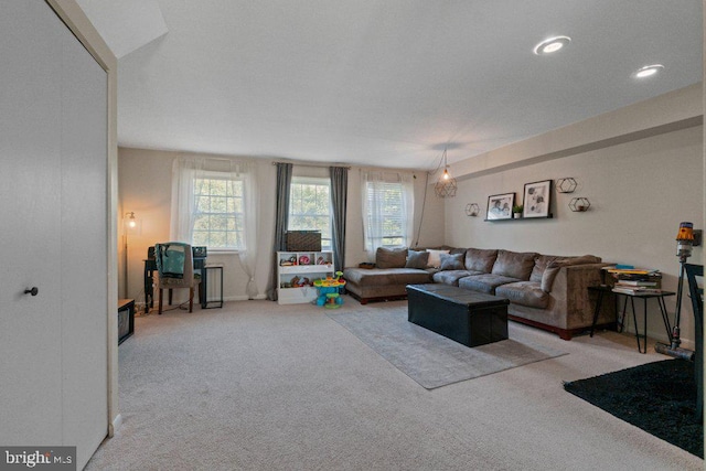 view of carpeted living area