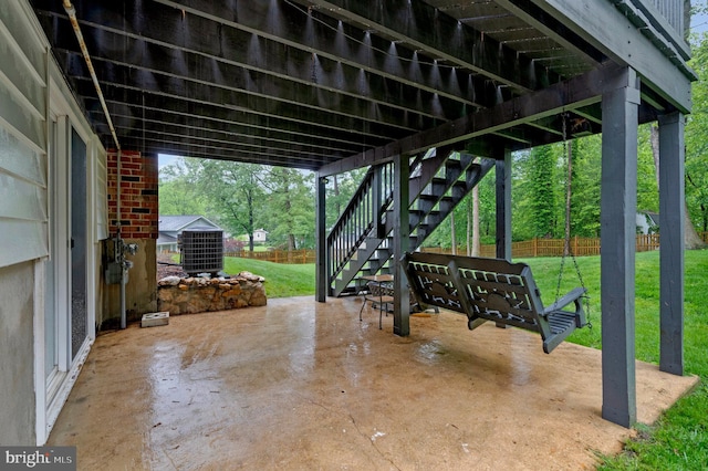 view of patio with stairs