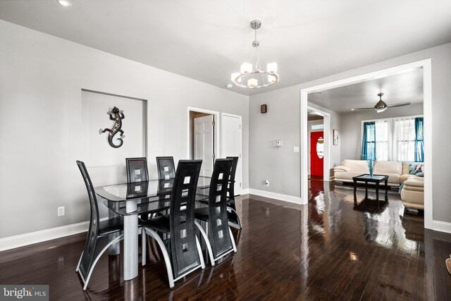 3700 13th St NW, Washington, DC 20010 - dining space with a chandelier, wood-type flooring, and a ceiling fan