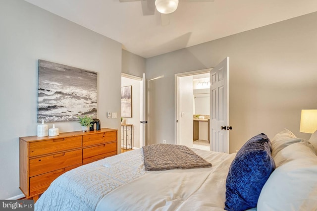 1530 Spring Gate Dr Unit 9208, Mclean, VA 22102 - bedroom featuring ensuite bathroom, a ceiling fan, and baseboards