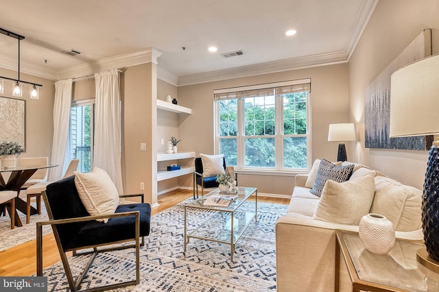 1530 Spring Gate Dr Unit 9208, Mclean, VA 22102 - living area featuring light wood-type flooring, ornamental molding, baseboards, and recessed lighting
