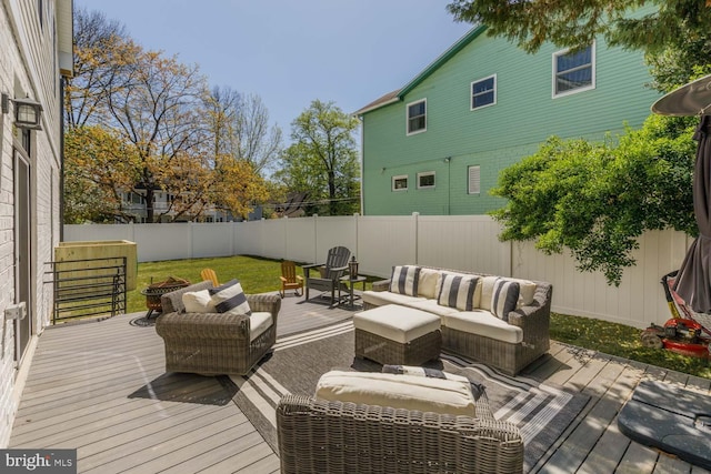 5116 Lawton Dr, Bethesda, MD 20816 - deck featuring outdoor lounge area and a fenced backyard