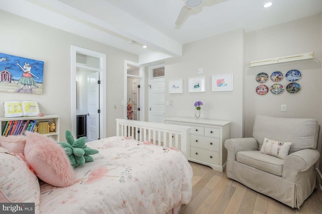 5116 Lawton Dr, Bethesda, MD 20816 - bedroom with light wood-style floors, recessed lighting, and ceiling fan