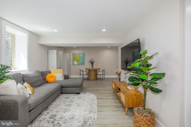 5116 Lawton Dr, Bethesda, MD 20816 - living area with baseboards, light wood-style flooring, and recessed lighting