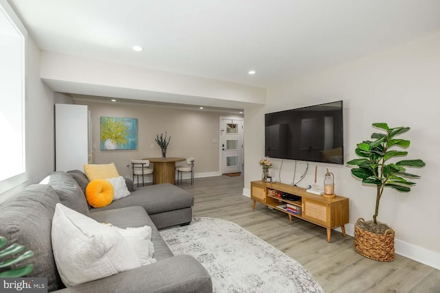 5116 Lawton Dr, Bethesda, MD 20816 - living area with baseboards, light wood finished floors, and recessed lighting