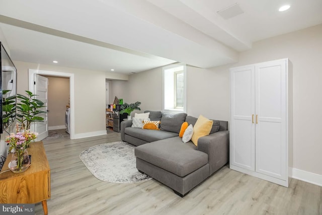 5116 Lawton Dr, Bethesda, MD 20816 - living area featuring light wood-type flooring, baseboards, and recessed lighting