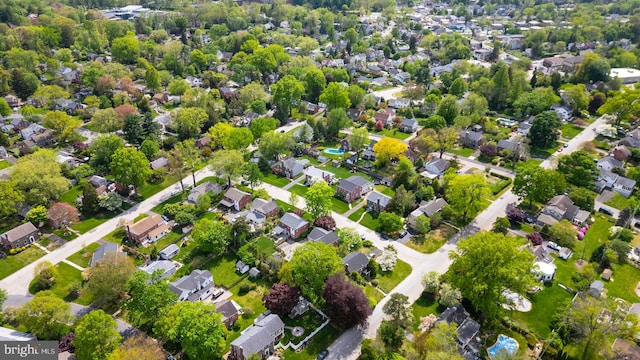 aerial view featuring a residential view