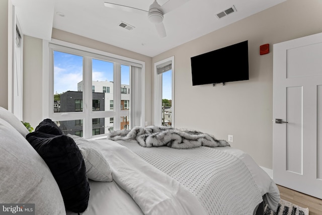 818 Kennedy St NW Unit 9, Washington, DC 20011 - bedroom with light wood-style flooring and ceiling fan