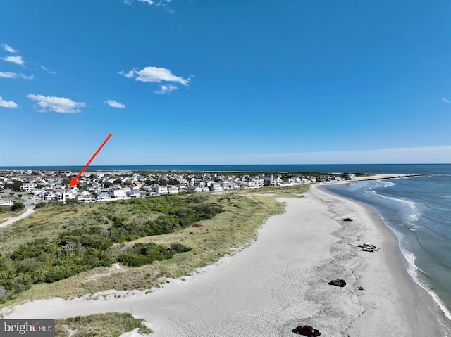 property view of water with a beach view