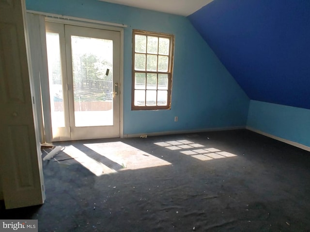 additional living space with lofted ceiling