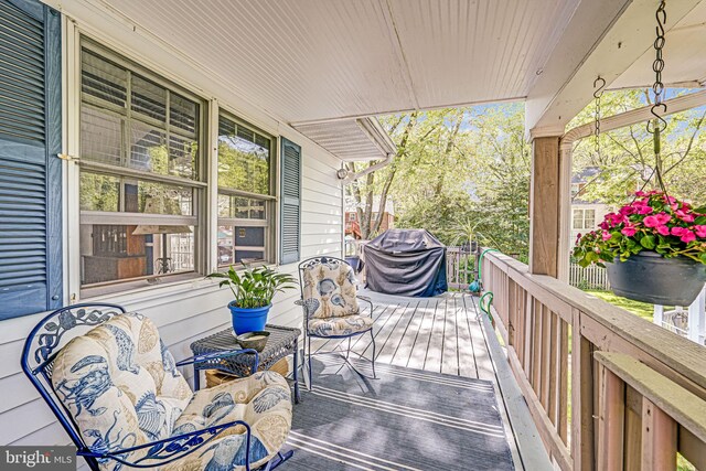 wooden deck with covered porch