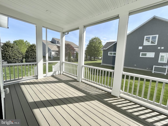 view of unfurnished sunroom