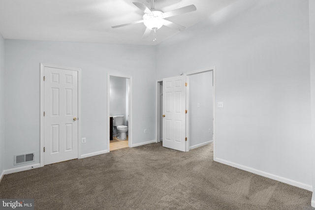 2204 Commissary Cir, Odenton, MD 21113 - unfurnished bedroom with carpet floors, lofted ceiling, baseboards, ensuite bathroom, and a ceiling fan