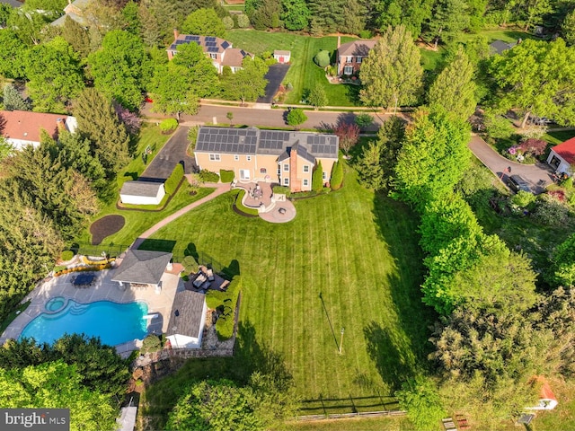 aerial view of a pool