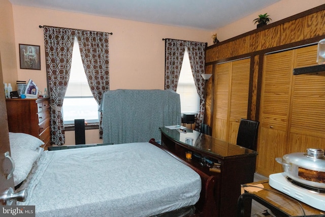 bedroom featuring multiple closets