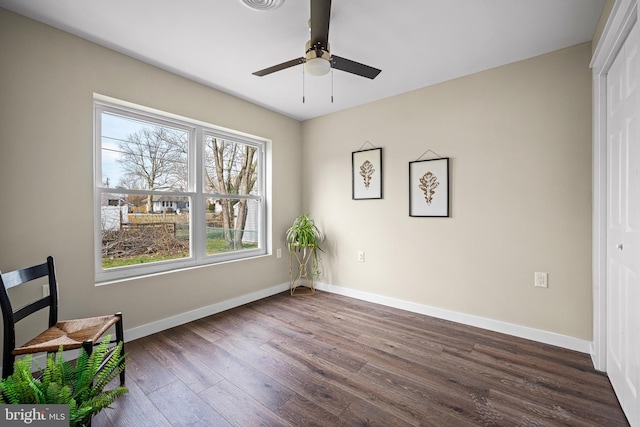 290 Garfield St, Carneys Point, NJ 08069 - unfurnished room with baseboards, a ceiling fan, dark wood-style floors, and visible vents