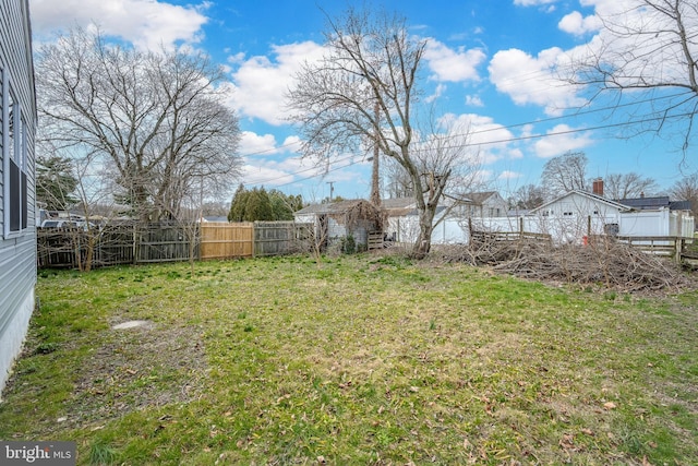 view of yard with a fenced backyard