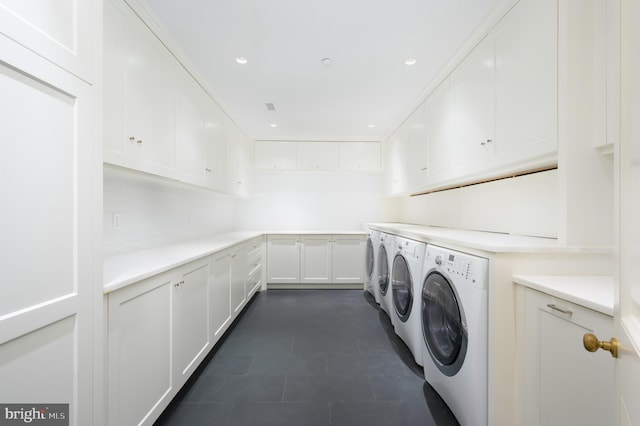 laundry room with cabinet space, recessed lighting, and independent washer and dryer