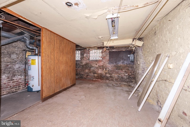 basement featuring gas water heater