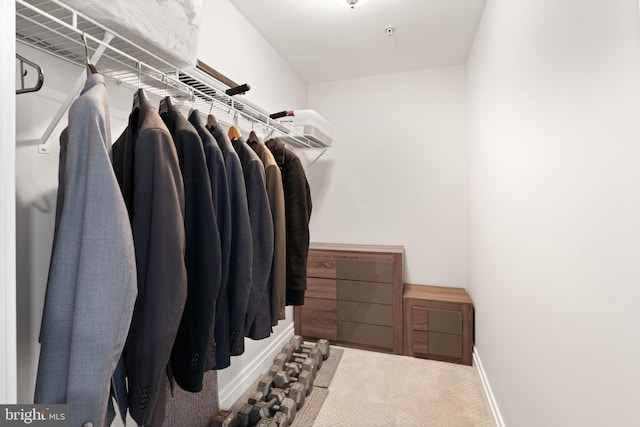 walk in closet featuring carpet