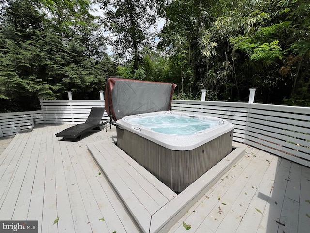 8122 Stacey Rd, Alexandria, VA 22308 - wooden terrace featuring a covered hot tub