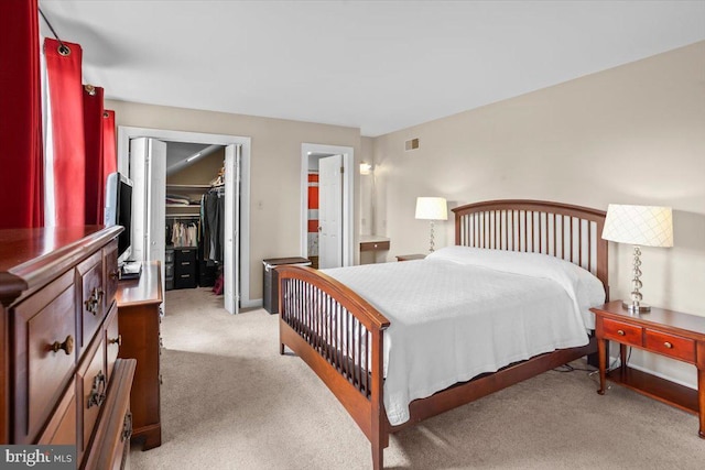 3161 Grande Oak Pl, Lancaster, PA 17601 - bedroom with light carpet, a closet, ensuite bathroom, visible vents, and a spacious closet