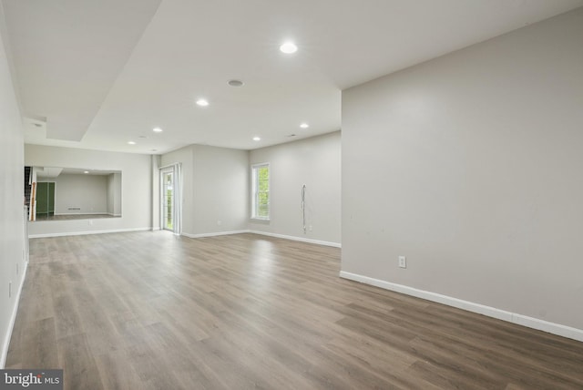 51 Knickerbocker Ln, Malvern, PA 19355 - unfurnished living room featuring wood finished floors, baseboards, and recessed lighting