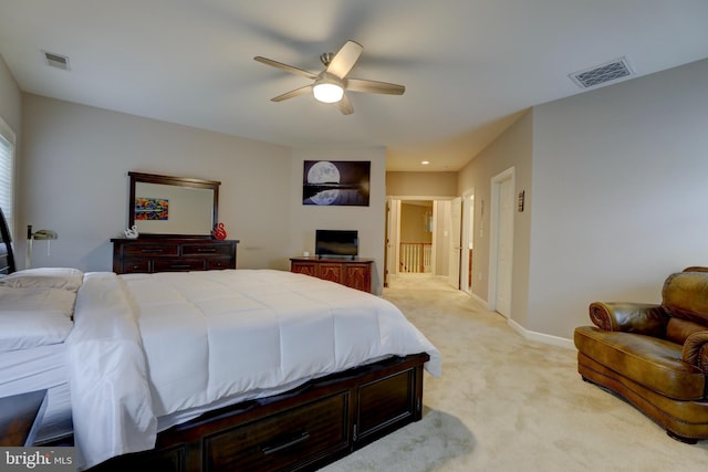 9124 Back Drop Dr, Perry Hall, MD 21128 - bedroom with light colored carpet, baseboards, and a ceiling fan