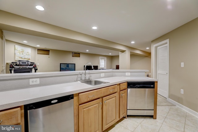 9124 Back Drop Dr, Perry Hall, MD 21128 - kitchen featuring dishwasher, open floor plan, a sink, light countertops, and recessed lighting