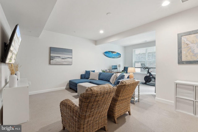 29 Enclave Ct, Annapolis, MD 21403 - living area featuring light carpet, a desk, baseboards, and recessed lighting