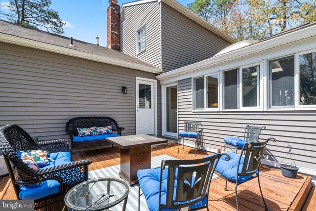 22 Cochise Cir, Medford Lakes, NJ 08055 - wooden terrace featuring outdoor lounge area