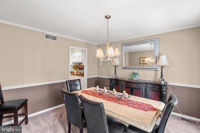 22 Cochise Cir, Medford Lakes, NJ 08055 - dining space featuring carpet floors, a chandelier, baseboards, and visible vents