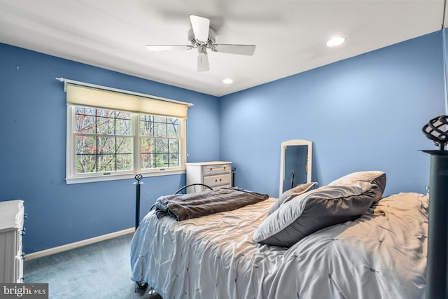 22 Cochise Cir, Medford Lakes, NJ 08055 - bedroom with carpet floors, a ceiling fan, baseboards, and recessed lighting