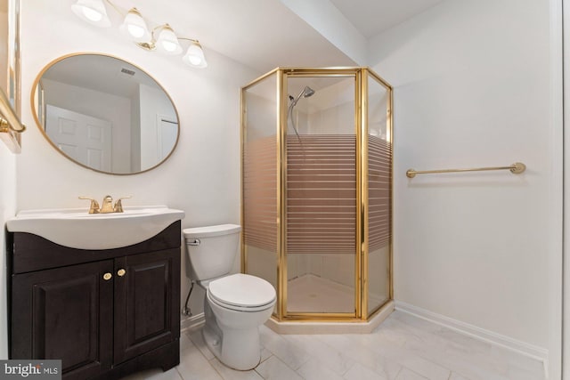 10133 Pine St, Oakton, VA 22124 - full bath with a stall shower, toilet, vanity, and baseboards
