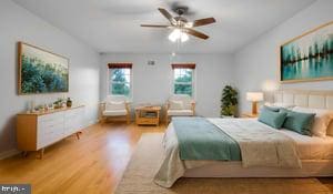 bedroom featuring wood finished floors