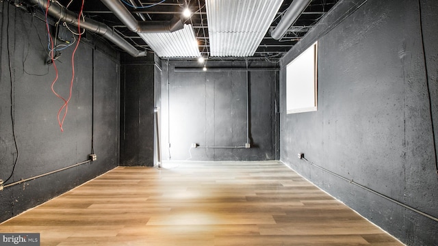unfinished below grade area with wood finished floors